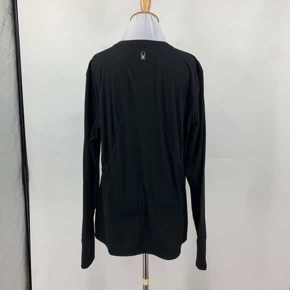 Spyder Active Shirt Womens 2XL XXL Black Crew Neck Stretch Long Sleeve Pullover - Picture 8 of 13